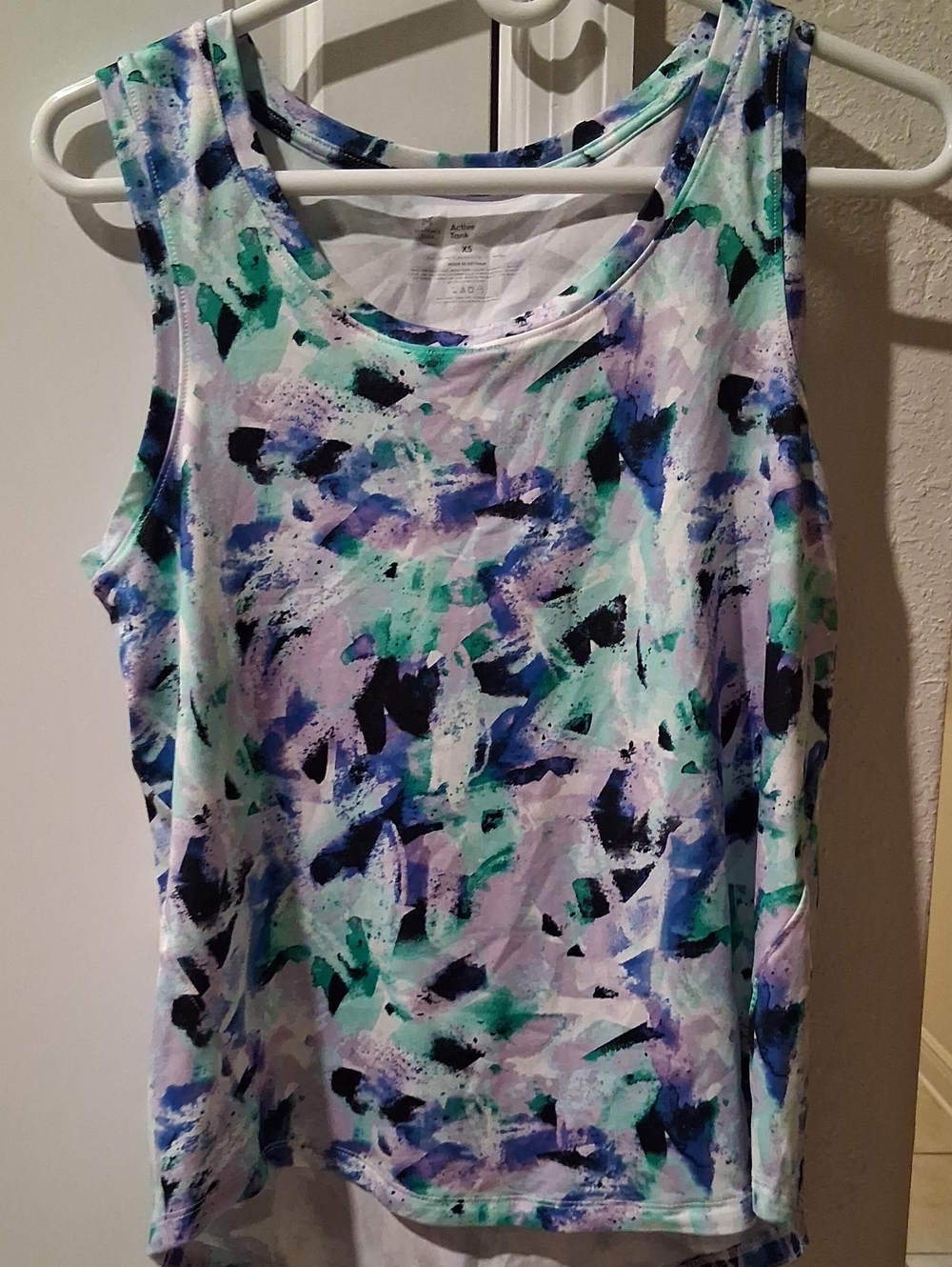 Abstract Brushstroke Tank Top in Teal & Blue